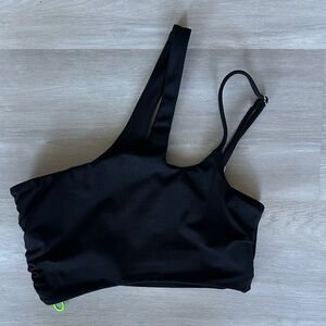 Bombshell Sportswear Black Asymmetrical Sports Bra